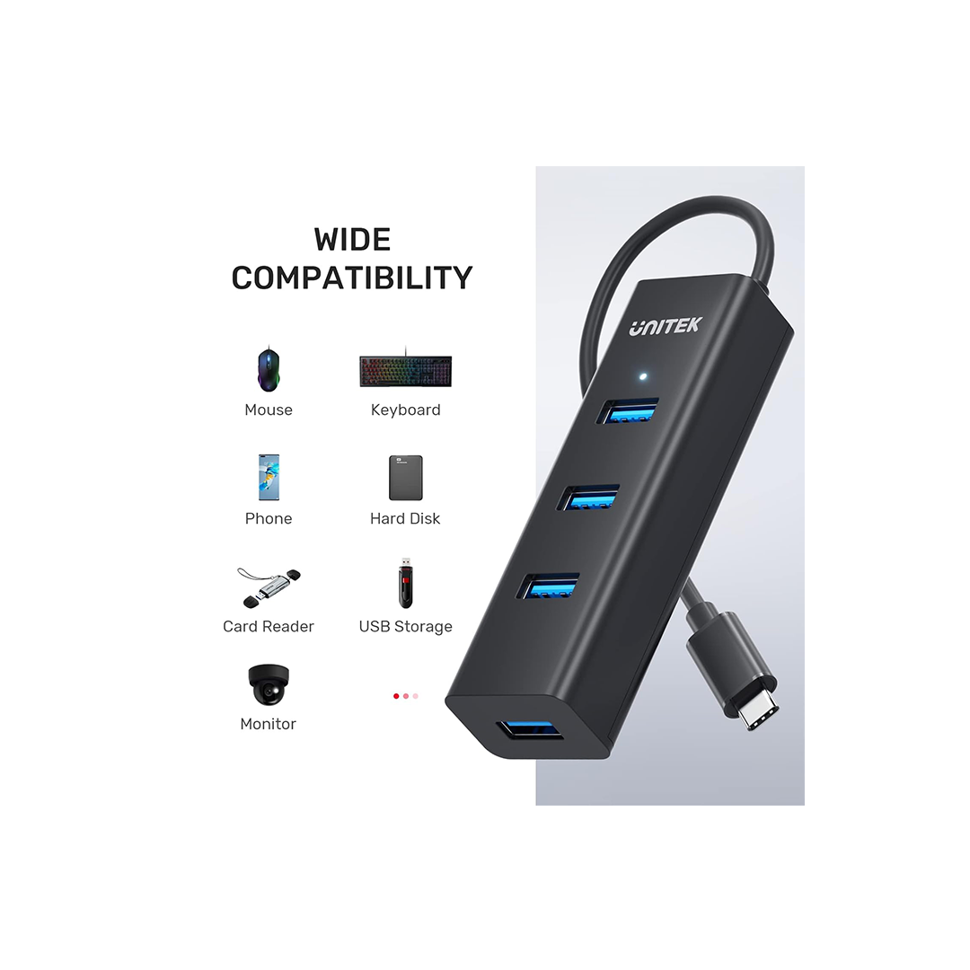 موزع Unitek H1117B uHUB Q4 مزود بـ 4 منافذ USB-C مع منفذ طاقة USB-C موزع Unitek H1117B uHUB Q4 مزود بـ 4 منافذ USB-C مع منفذ طاقة USB-C